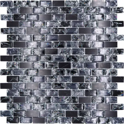 Produktbild von Glasmosaik mit Naturstein XIC B1128 schwarz 30x28,5 cm