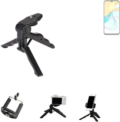 Produktbild von K-S-Trade Stativ Tisch-Ständer Dreibein Handy-Stativ Ständer kompatibel mit ZTE Blade V50s Mini-Stativ Smartphone Tripod Handy-Stativ aus Plastik