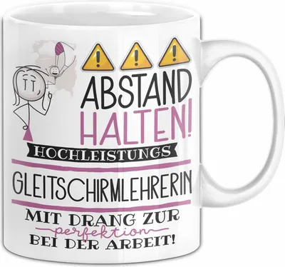 Produktbild von Gleitschirmlehrerin Tasse Geschenk Lustig Abstand Halten Hochleistungs-Gleitschirmlehrerin Mit Drang Zur Perfektion Bei Der Arbeit (Weiß)