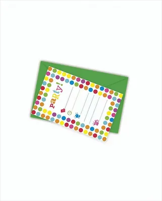 Produktbild von 12x Happy Birthday gepunktet Einladungskarten mit Umschlag