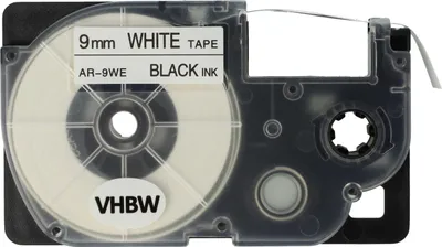 Produktbild von vhbw Schriftband-Kassette Ersatz für Casio XR-9WE1, XR-9WE für Etiketten-Drucker 8m x 9mm Schwarz auf Weiß