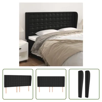 Produktbild von The Living Store Kopfteil mit Ohren Schwarz 163x23x118/128 cm Kunstleder