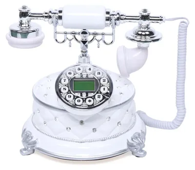 Image de Téléphone rétro - Téléphone fixe à cadran - Design de table vintage - Affichage du calendrier et de l'heure - Réduction du bruit - Fonction de rappel - Blanc