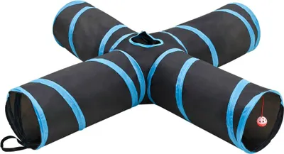 Produktbild von Katzentunnel 4-Wege Schwarz und Blau 132 cm Polyester