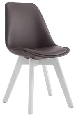 Productafbeelding van CLP stoel Manado, bekleding van kunstleer met zitkussen en houten poten. Frame: bruin. Framekleur: wit