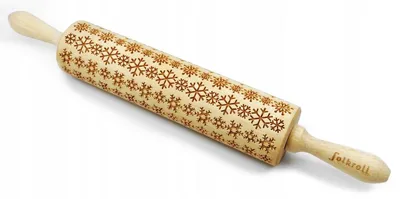 Produktbild von Folkroll Gravierte Teigrolle Wintermotiv Natürliches Holz