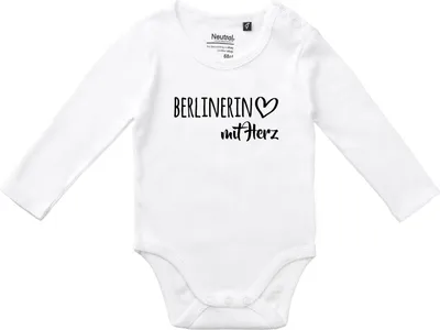 Produktbild von Huuraa Baby Body Berlinerin mit Herz 62 White  Baumwolle Fairtrade Langarmbody Geschenkidee