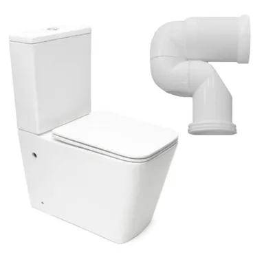 Produktbild von SAT Infinitio Stand-Kombi-WC-Set Square Abgang senkrecht spülrandlos Wasseranschluss von unten WC-Sitz mit SoftClose, weiß