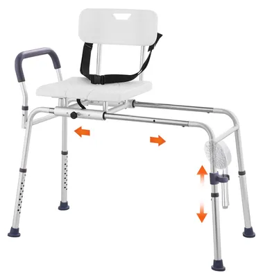Immagine prodotto di Sedia da bagno - Sedia per la doccia - Banco di trasferimento per il bagno - Sgabello da bagno - Sedia da bagno con funzione di scorrimento - Altezza regolabile