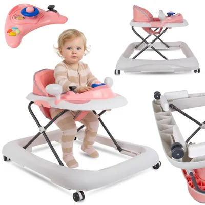 Obrázek produktu pro Dětské chodítko s řídítky růžově šedá Sun Baby