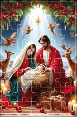 Image de Puzzle de Noël, Sainte Famille, religieux, 40 pièces, 13 x 20 cm