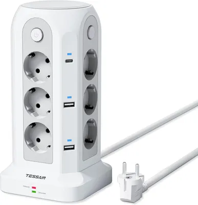 Produktbild von TESSAN 12 Fach Mehrfachsteckdose mit USB C Steckdosenleiste Verlängerungskabel 2M