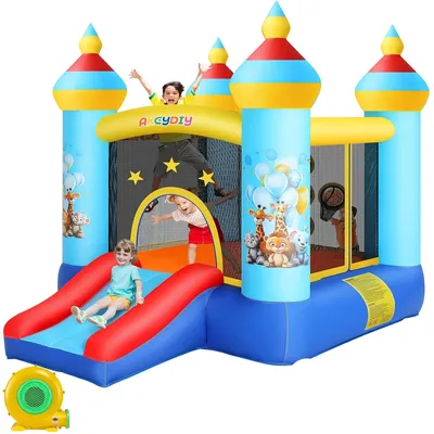 Immagine prodotto di Castello gonfiabile - Scivolo gonfiabile - Casina da gioco - Scivolo - Canestro da basket