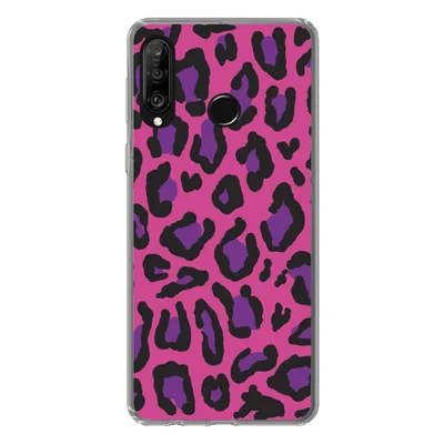 Produktbild von MuchoWow® Handyhülle Schutzhülle Hülle für Huawei P30 Lite Pantherdruck - Rosa - Lila Silikon Softcase Handy Hülle - Handyhülle