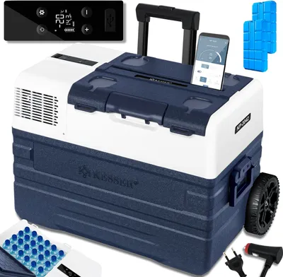 Produktbild von KESSER® Kompressor Kühlbox elektrisch Gefrierbox, Mit APP-Steuerung USB-Anschluss 12/24 V 230V, +Teleskopstange Räder Kühlschrank Kühlung bis -20 °C für Auto, Lkw, Boot, Reisemobil, Camping