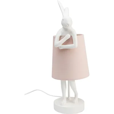 Zdjęcie produktu dla Lampa stołowa królik biało-różowy - ok. 50 cm