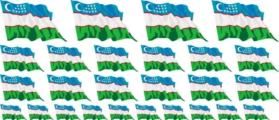 Produktbild von Mini Aufkleber Set - Pack wehend - 4x 51x31mm+ 12x 33x20mm + 10x 20x12mm- selbstklebender Sticker - Usbekistan - Flagge / Banner / Standarte fürs Auto, Büro, zu Hause und die Schule - Set of 26