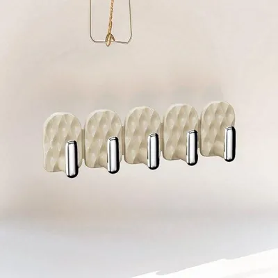 Immagine prodotto di Set di ganci adesivi, 10 pezzi, 5 file, mini, bianchi, senza foratura