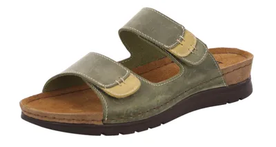 Produktbild von Rohde Damen Pantolette Klettverschluss Nubuk Leder Farbeinsätze Cattolica 6155, Größe:41 EU, Farbe:Grün