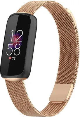 Produktbild von Strap-it Milanese Armband - Kompatibel mit Fitbit Luxe Armband Ersatzarmband Edelstahl - Magnetverschluss - Hochwertiges Material - für Armband Rosa Gold