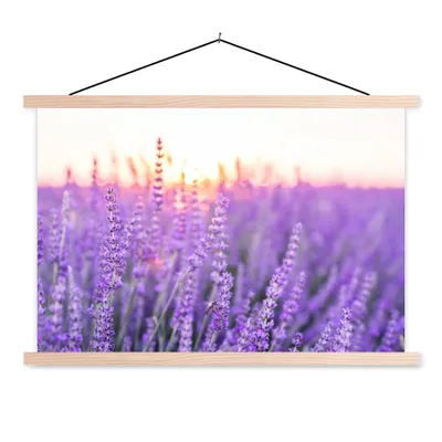 Produktbild von MuchoWow® Textilposter Lavendel - Nahaufnahme - Lila - Blumen 60x40 cm mit holzfarbenen Rahmen - Bilder