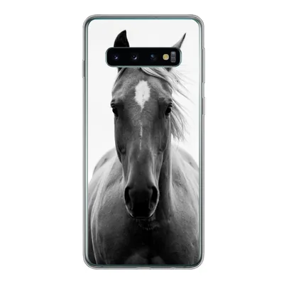 Produktbild von MuchoWow® Handyhülle Schutzhülle Hülle für Samsung Galaxy S10 Pferd - Schwarz - Weiß - Porträt Silikon Softcase Handy Hülle - Handytasche