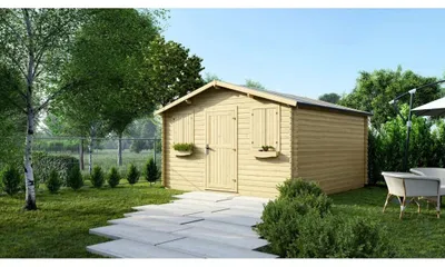 Image de Abri de jardin en bois - 16m2 - 4x4m - Ep. 28mm - Couleur: naturel - DOM149 - ALTANKA
