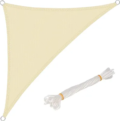 Produktbild von WOLTU Sonnensegel HDPE Creme 3x3x4,25m Dreieck Garten atmungsaktiv UV-Schutz Windschutz inkl. 3/4 Ösen & Schnüren