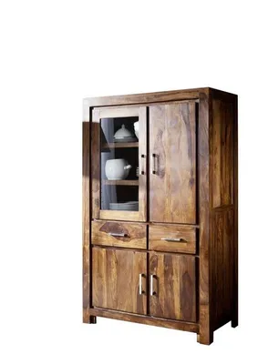 Immagine prodotto di MASSIVMOEBEL24 | vetrina in legno di Sheesham / palissandro 90x45x148 miele laccato METRO LIFE #103