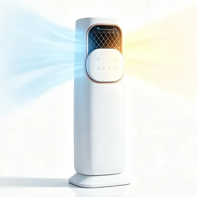 Obrázok produktu pre ZELURXX 4-v-1 klimatizátor s funkciou kúrenia, zvlhčovača vzduchu a čističa vzduchu, 45 W chladiaci výkon, 2000 W PTC vykurovanie, 12-hodinový časovač, oscilácia