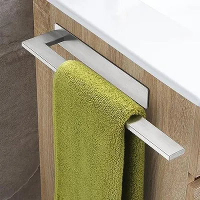 Immagine prodotto di Ganci autoadesivi per asciugamani in acciaio inossidabile (spazzolato) della marca Unyqoos® – Ganci a parete per il bagno, installazione senza foratura