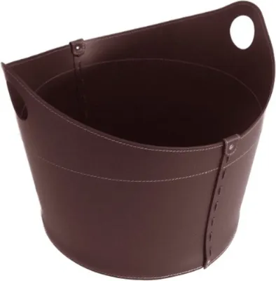 Produktbild von Runder Holzkorb  "CALA" aus Leder Farbauswahl | Dunkelbraun (dark brown)