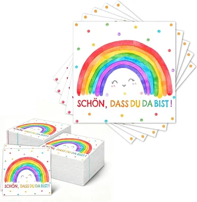 Produktbild von KEELYY 30 Stück Servietten Einschulung 33x33 cm Schulkind Servietten Schuleinführung Schulanfang Deko mit Spruch Schön dass Du da bist für Einschulung, Kindergeburtstag oder Geburtstag