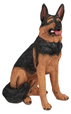 Productafbeelding van Relaxdays, beeld van een Duitse herdershond, levensgroot, weerbestendig, decoratief beeld van een hond, tuinaccessoire, afmetingen: 85 x 39 x 55 cm, polyresin, bruin