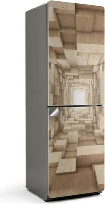 Produktbild von Holzblockkonstruktion – Kühlschrank Aufkleber – Klebefolie Kühlschrank – Kühlschrank Nachbildung – Kühlschrankfolie selbstklebend – Küchen Nachbildungation – 60x180 cm