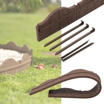 Produktbild von Gartenpalisade Rasenkante Beeteinfassung Beetumrandung 120cm Beetkante Welle Braun