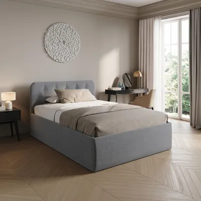 Produktbild von Home Collective Polsterbett 140x200 cm Doppelbett Bett mit verstellbarem Lattenrost & Bettkasten, gepolstertes Kopfteil,  Germany | Grau