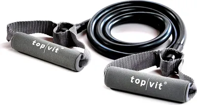 Produktbild von top | vit Bodytrainer, Fitnessband, Fitness Tube, Gymnastikband mit Schaumstoffgriffen, ca. 140cm lang, schwarz - extra stark