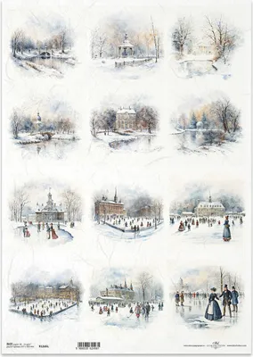 Image de Papier de riz découpage Papier de bricolage pour découpage A3 ITD-1265L Vues d'hiver patinoire