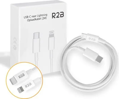 Produktbild von R2B USB-C zu Lightning Kabel 2m – Schnellladekabel für iPhone & iPad – Weiß