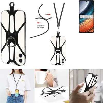 Produktbild von K-S-Trade 3in1 Handykette Handyband Handykordel Halsband Smartphone-Ring Handy-Ring kompatibel mit Xiaomi Redmi K40S Fingerhalterung Handyring