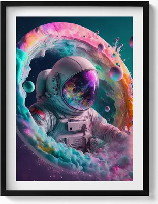 Produktbild von Kosmonautenfarbene Wolken– Wandbild mit Rahmen – Gerahmtes Bild  – Wanddekoration – 60x80 cm –  Schwarz Rahmen