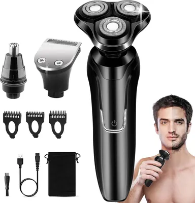 Obrázek produktu pro MODFU elektrický holicí strojek 3 v 1, dobíjecí, vodotěsný, pro muže, na mokré i suché holení, černý