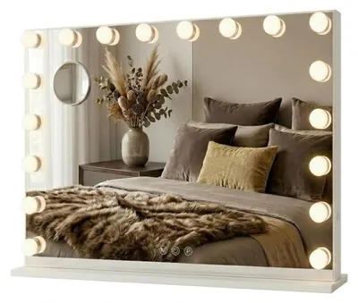 Immagine prodotto di Specchio per trucco illuminato - 10x ingrandimento - Luce regolabile - Bianco - 80 x 60 cm