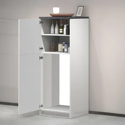 Immagine prodotto di Rinviatore da incasso a 2 ante, mobile da cucina 60x60x164,5 h Halser - Bianco - Grigio