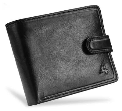 Zdjęcie produktu dla Visconti portfel męski skóra naturalna czarny RFID 11x9 cm z pudełkiem