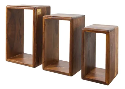 Image de MASSIVMOEBEL24 | Étagère murale 45x20 Palissandre ciré Noisette Lot 3 pièces TORONTO #242