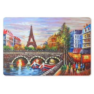 Produktbild von MuchoWow® Mauspad Mousepad Gemälde - Öl - Eiffelturm - Paris - Wasser 27x18 cm - Mousepads - Maus Mat - Pad - Mausunterlage - Büroartikel - Desk Matten