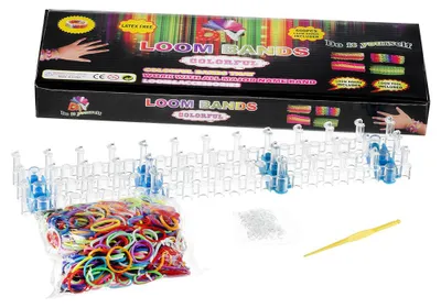 Produktbild von Mucola Loom Bänder Starterset 200 Stück mit Webrahmen – DIY Gummibänder Set für