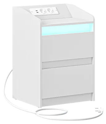 Productafbeelding van Nachtkastje - Bijzetkastje met 2 lades - Minimalistisch, modern design - Wit